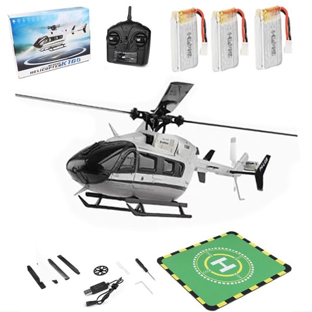 XeleMush WL-K160 EC-145 RC Helicopter, 160-Class 2.4G 4CH 4-Propeller Flybarless RC Airplane Model for Beginnerswith Adjustable Throttle, Altitude Hold & One-Key Control (RTF Version)