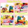 Water Table for Toddlers 1-3, Water Toys for Kids Ages 4-8, Play Sink with Electric Pump Kitchen Play Food Fishing Game, Summer Outdoor Toys Sand Activity Sensory Playset Girls Boys, Pink view 2