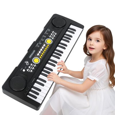 Kids Piano Keyboard with Microphone, 49 Keys Portable Electronic Piano Keyboard for Kids Beginners Ages 3 4 5 6 7, Toy Music Keyboard Birthday Xmas Gift for Girls Boys, Black