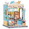 Cutefun Book Nook Kit - DIY Miniature Dollhouse Kit for Adults and Teens, Ice Cream Shop Mini House Building Kit with LED Bookshelf Insert Decor Creative Gifts (Bella's Ice Cream) view 1