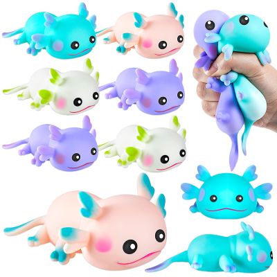 12PCS Axolotl Sensory Fidget Toy Stress Relief Squeeze Axolotl, Cute Axolotl Animal Toys Bulk for Kids Adults Gift Birthday Festival Party Favors