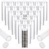 30 Clear Plastic Coin Holders, Screw-On Lids, for Quarter and Penny Coin Storage, Coin Tubes and Containers Set view 1