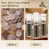 30 Clear Plastic Coin Holders, Screw-On Lids, for Quarter and Penny Coin Storage, Coin Tubes and Containers Set view 4