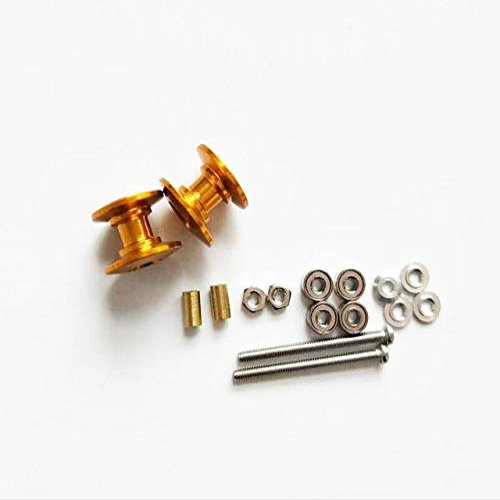 2Pcs 95423 Lightweight Double Aluminum Rollers 13-12mm Spare Parts for Tamiya Mini 4WD Car Model(2Pcs Golden)