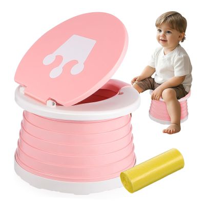 1 Set 's Toilet Camping Toilet Portable Mini Potty Folding Potty for Foldable Potty for Potty Potty Environmental Protection Pp Pink