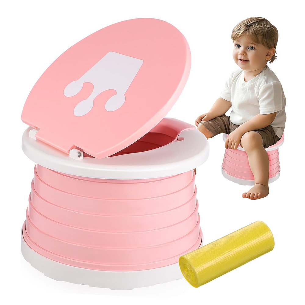 1 Set 's Toilet Camping Toilet Portable Mini Potty Folding Potty for Foldable Potty for Potty Potty Environmental Protection Pp Pink