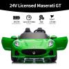 24V Maserati Licensed 2-Seater Kids Electric Ride-On Car, Dual-Speed Modes, Adjustable Seat Belts, Music & Bluetooth, 4 Motors for Powerful Performance, Ideal Gift for Ages 4-8 (Green) view 3