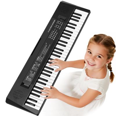 61 Keys Kids Piano Keyboard Toy with Mic  Portable Electronic Piano for 3 4 5 6 7 8 Girls Boys Beginners Birthday Xmas Gifts, Black