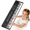 61 Keys Kids Piano Keyboard Toy with Mic  Portable Electronic Piano for 3 4 5 6 7 8 Girls Boys Beginners Birthday Xmas Gifts, Black view 1