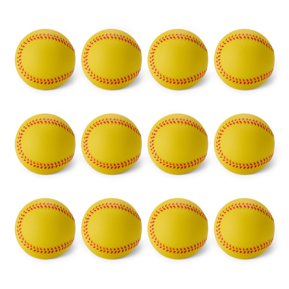 Amazon Basics Foam Training Baseballs, 2.68-inch, 12-Pack with Mesh Storage Bag, for Indoor Practice and Safe Play