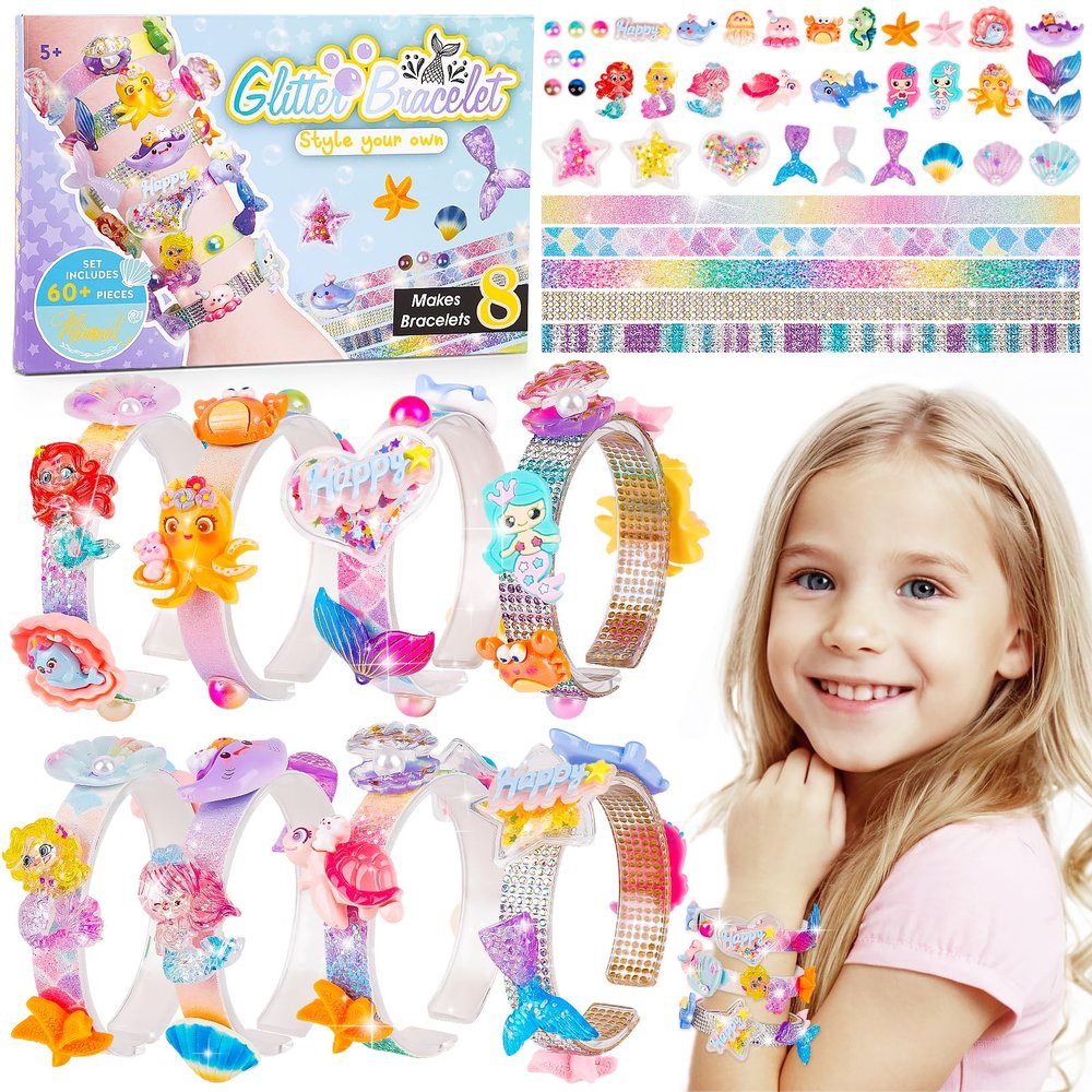 Eichhoo Friendship Bracelet Making Kit for Girls, 5-12 Year Old Girl Birthday Gifts, Arts and Crafts Kits for Kids, Girls Toys Age 5 6 7 8 9 10 Years Old, Kid Jewelry Making Kit with Charm (Mermaid)