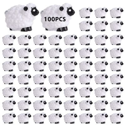 100 Mini Resin Sheep Decorations, Tiny Lamb Figurines for Fairy Garden Setups, Cute Animal Ornaments for Moss Scenery, Cake and Desktop Decor
