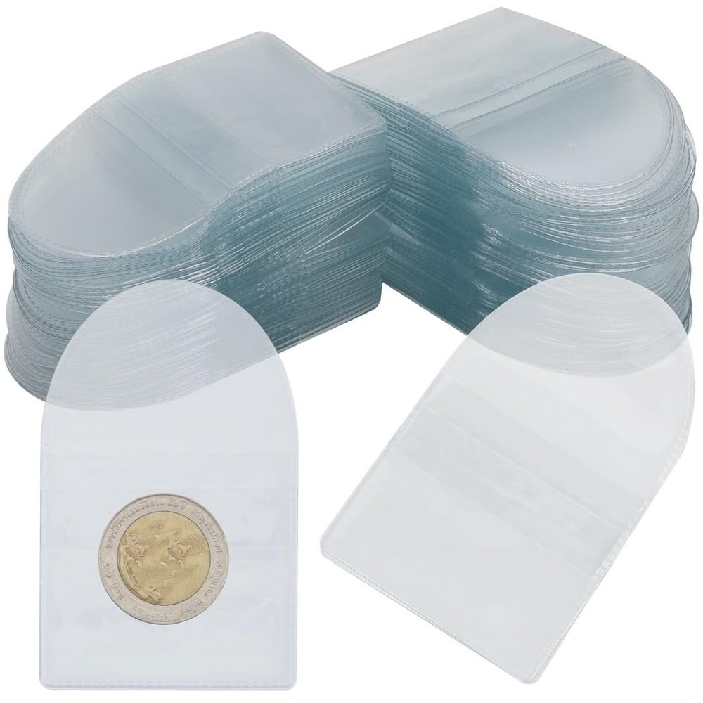 150 Pcs Coin Storage Sleeves, Clear Plastic Holders for Coin Collecting, Small Jewelry, and Item Organization