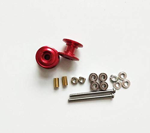 2Pcs 95423 Lightweight Double Aluminum Rollers 13-12mm Spare Parts for Tamiya Mini 4WD Car Model(2Pcs Red)