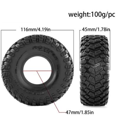 4PCS 1.9" Rubber Voodoo KLR Wheel Tires 116 * 45mm for 1:10 RC Crawler Axial SCX10 D90 TF2 MST Tamiya