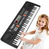 61-Key Kids Piano Keyboard for Beginners - Rechargeable Electronic Music Toy Piano with Music Stand Microphone LED Display AUX in - Birthday for 3-9 Year Old Boys Girls (Black) view 1