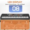 61-Key Kids Piano Keyboard for Beginners - Rechargeable Electronic Music Toy Piano with Music Stand Microphone LED Display AUX in - Birthday for 3-9 Year Old Boys Girls (Black) view 3