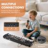 61-Key Kids Piano Keyboard for Beginners - Rechargeable Electronic Music Toy Piano with Music Stand Microphone LED Display AUX in - Birthday for 3-9 Year Old Boys Girls (Black) view 4