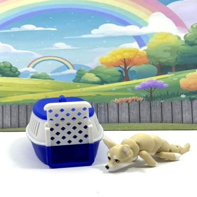 3D Printed Dog with Dog Kennel, 3.5" Articulated Chihuahua Puppy Animal, Man's Best Friend, Fidget Animal Toy, Office and Home Decor - ADSET3-CHI-BK
