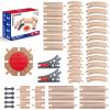 MykaFort 50-Piece Wooden Train Track B Expand Pack with Turntable and Switches | Beechwood Tracks Compatible with Major Brands | Fits MykaFort Electric Trains & Accessories | Age 3+ view 1