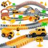 TGJH Construction Race Car Track Set for Kids - Flexible Engineering Toys with 2 Electric Cars, Birthday Gift for 3 4 5 6 7 Year Old Boys, DIY Road Games Playset with 220+ PCS view 1