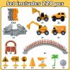 TGJH Construction Race Car Track Set for Kids - Flexible Engineering Toys with 2 Electric Cars, Birthday Gift for 3 4 5 6 7 Year Old Boys, DIY Road Games Playset with 220+ PCS view 2