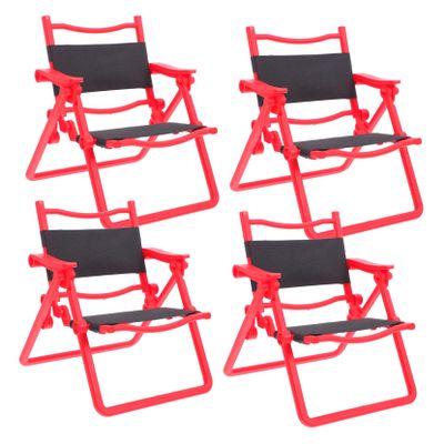 4Pcs Mini Folding Dollhouse Chairs Realistic Beach Chair Miniature Furniture for Creative Play for Dollhouse Micro Landscape Garden Decor