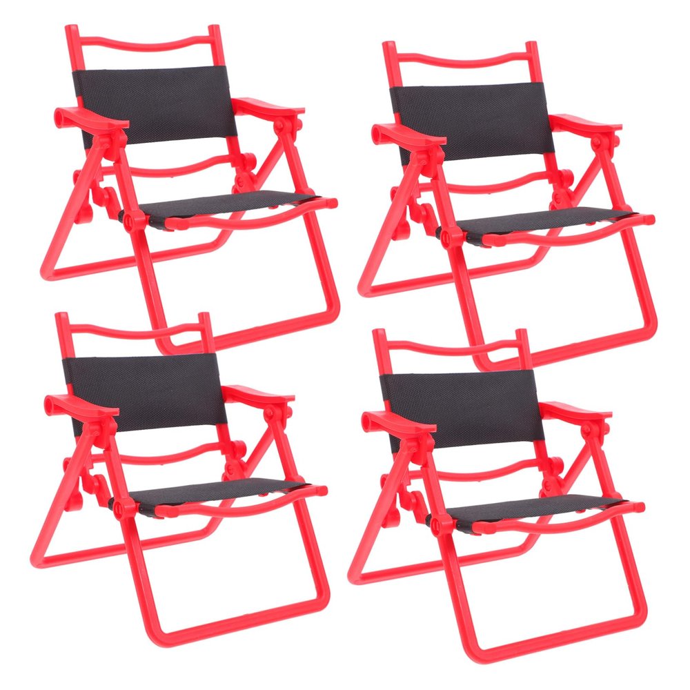 4Pcs Mini Folding Dollhouse Chairs Realistic Beach Chair Miniature Furniture for Creative Play for Dollhouse Micro Landscape Garden Decor