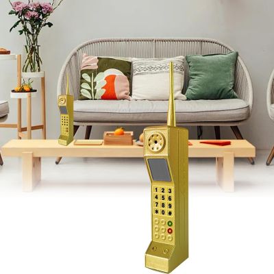 Retro Brick Cell Phone Ornament, Vintage Cellular Phone Model, Old Fashioned Cell Phones Template for Family Decoration Simulation Photographic Ornaments (Gold)