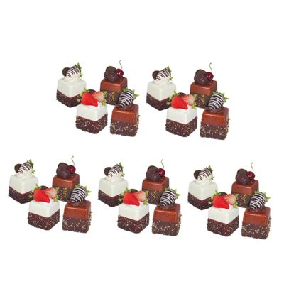 5sets Artificial Cake Models Realistic Food Decoration for Weddings Parties Photography Props Reusable Faux Desserts for Display Staging 4pcs*5