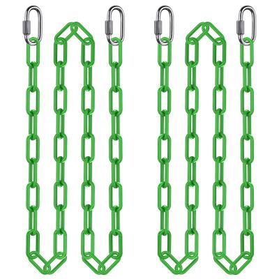 2Pcs 100" Swing Chain with Carabiners 1000 LBs Capacity Heavy Duty Coated Hanging Chains Porch Swing Chains with Hooks Green Chain for Hammock Chairs, Tree Swing, Hanging Chair, Punching Bags