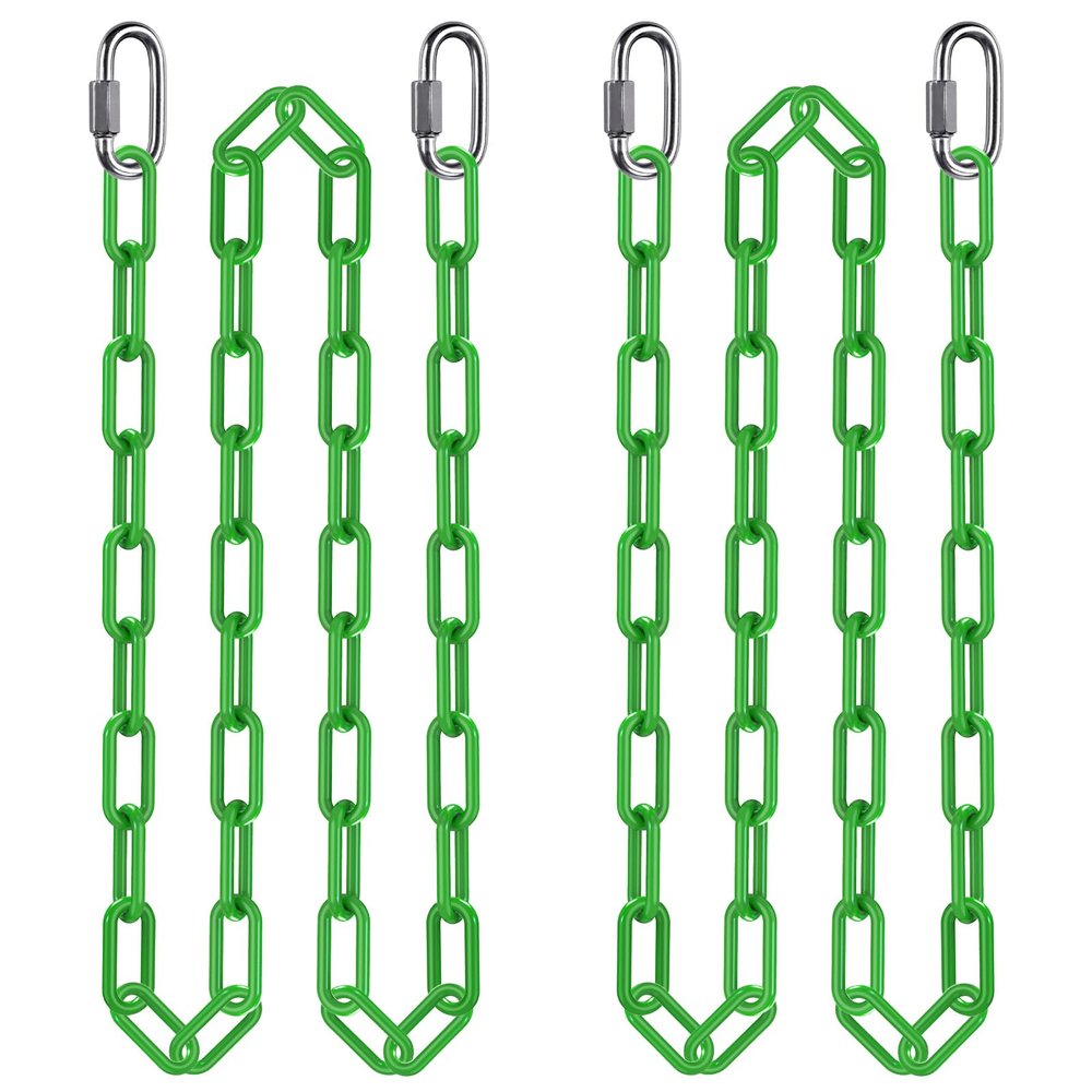 2Pcs 100" Swing Chain with Carabiners 1000 LBs Capacity Heavy Duty Coated Hanging Chains Porch Swing Chains with Hooks Green Chain for Hammock Chairs, Tree Swing, Hanging Chair, Punching Bags