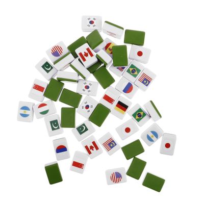 Abaodam 48Pcs National Flag Mahjong Game Set Push Tiles for Adults Innovative Gameplay with Building Blocks for Parties and Home Entertainment