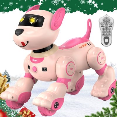 anysun Robot Dog Toy for Kids, Programmable Remote Control Robot Puppy with Follow Up & Touch Sensors, Dancing & Singing, Smart Stunt Robot Pet, Interactive Robotic Dog for Kids (Pink)