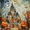 1000 Large Piece Jigsaw Puzzle Castle with Pumpkins and Bats Puzzle for Adult Entertainment DIY Collectibles Creative Birthday Gift for view 1
