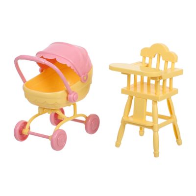 1 Set Miniature Dollhouse Accessories Doll Stroller Highchair Realistic Furniture for Imaginative Play Spaces for Birthday