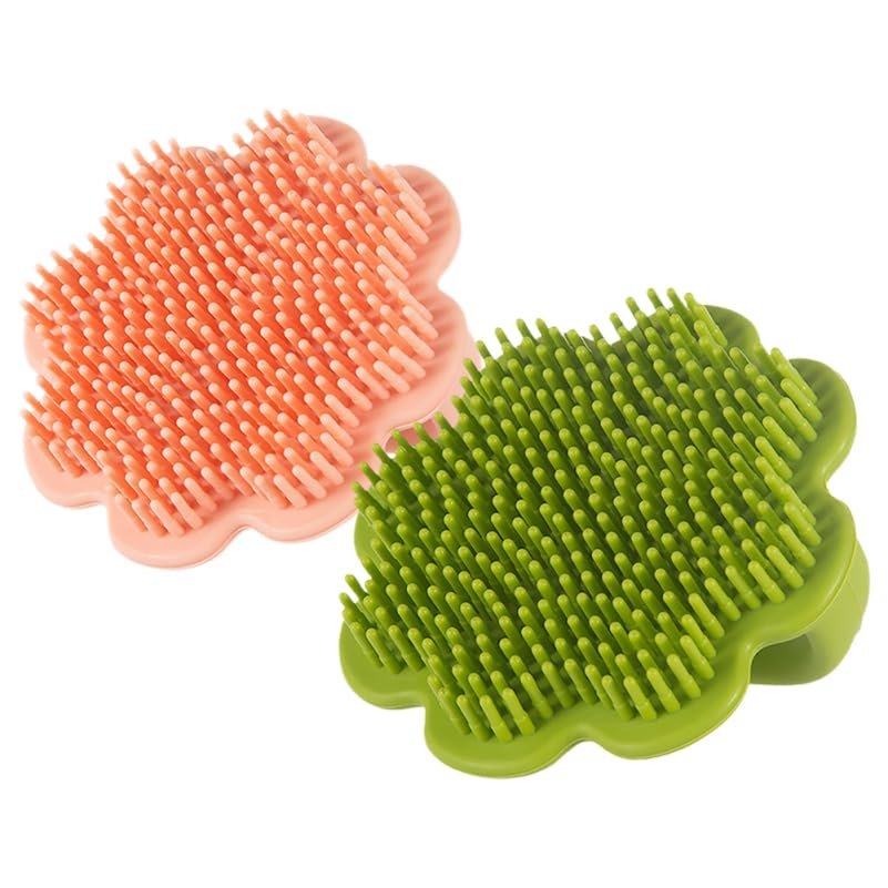 2Pcs Silicone Hair Brush and Scalp Scrubber for Newborns Gentle Hair Care Tool for Daily Bath Routine
