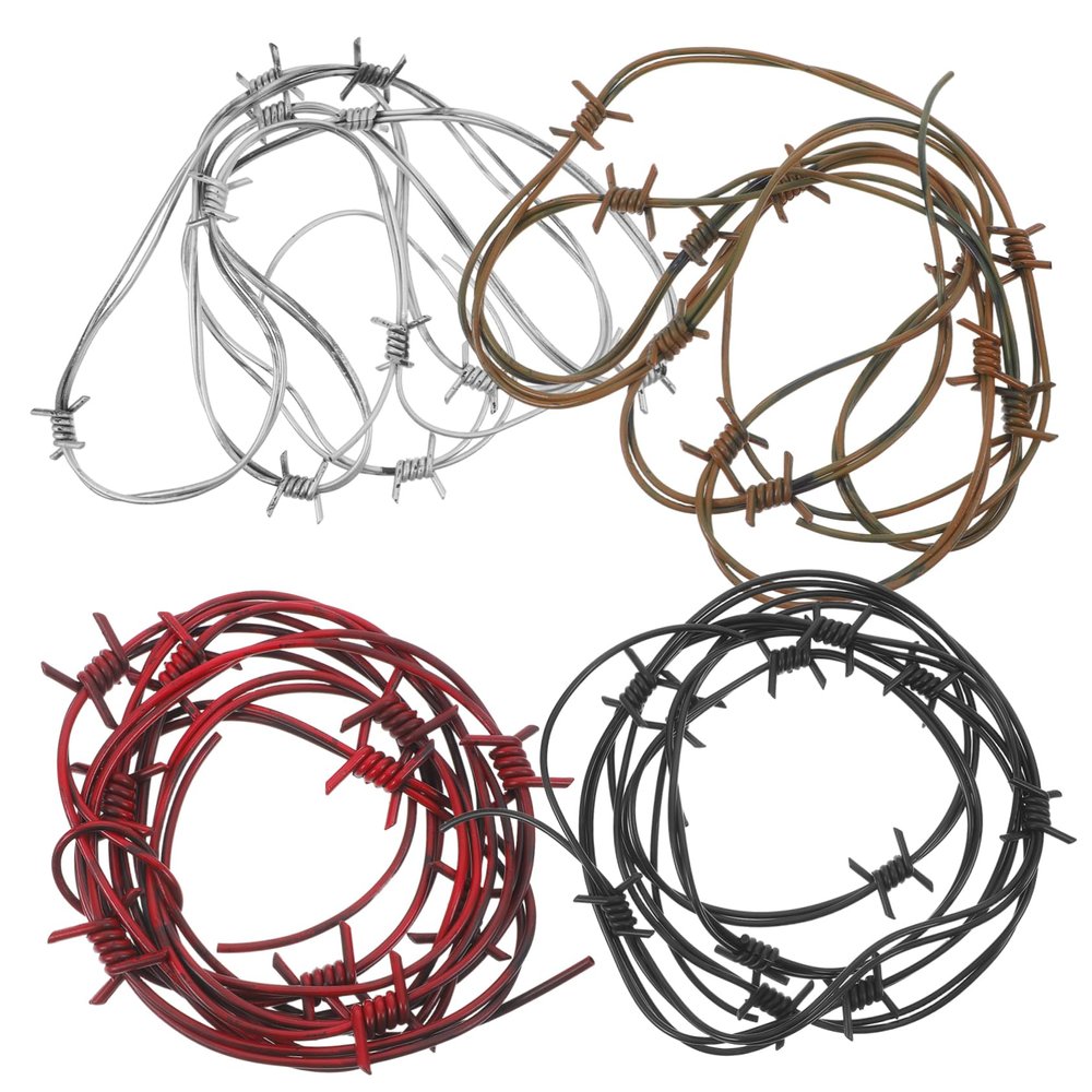 Abaodam 4pcs Fake Barbed Wire Chains Halloween Prop for Spooky Parties and Haunted House Decorations Material Realistic Design for Themed Events