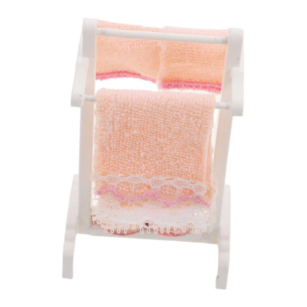 1 Set Miniature Towel Rack Model Realistic Dollhouse Bathroom Accessory for Decoration Sturdy Design for Miniature Displays and Doll Bathroom Scenes