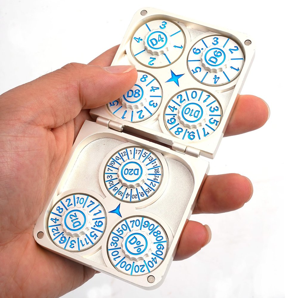 7in1 Spinning dice Metal DND dice Set,DND Spinner dice Silver and Blue DND dice for d&d Accessories,is Metal DND dice Spinner,is Cool DND dice Set Available for d&d Gifts (Blue)