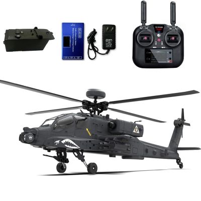 Aeonity F11-S AH64 Remote Helicopter, RC Dual-axis Co-Drive Flybarless, 1/32 Scale 2.4G 6CH, 6G/3D Stunt Apache Helicopter Model with Camera and GPS for Adults (Two Batteries)