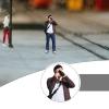 Garende 1/64 People Figure Street People Figure Mini Architectural Figurine for Train Layout Desktop Decoration, Man Taking Photo view 2