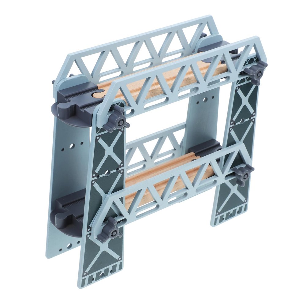 INOOMP Wooden Train Track Accessories Kids Wooden Bridge Model for Toddlers Detachable Double-Layer Design for Train Scene Layouts