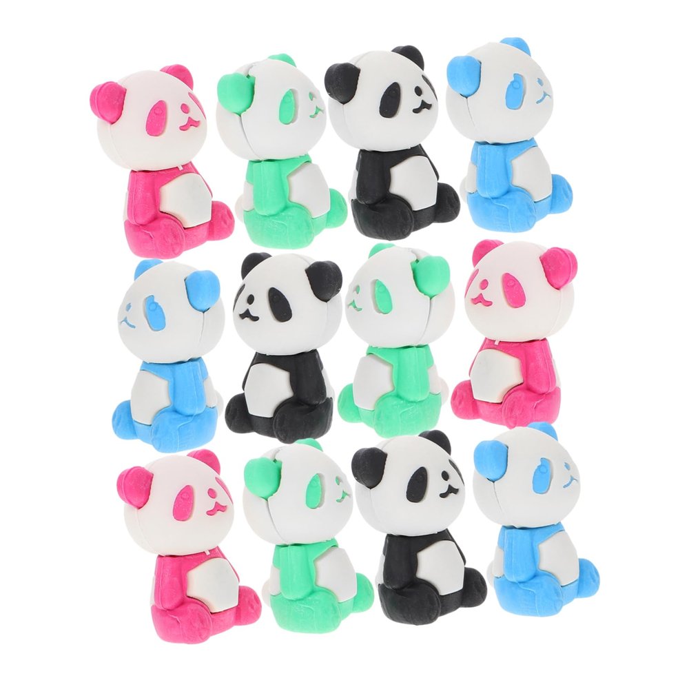 16Pcs Cartoon Panda Erasers for Kawaii Rubber Stationery Supplies for Kindergarten Adorable Classroom and Rewards