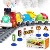 Electric Train Set for Toddlers 3-5 4-8 with Train Tracks Set Lights Up Steam Sign Realistic Music Sound Magnetic Train Connection Toys Birthday 3 4 5 6 7 8+ Years Old Boy Toys Girl view 1