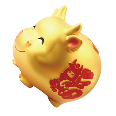 1Pc Year Ox Money Bank Large Capacity Piggy Pot Decor Golden Cow Mascot for Home Office Year Festivals and Adorable Savings Box