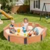 64''x56''x8.5'' Octagon Sandbox with Cover for Kids Outdoor Play, Wood Large Sandpit with 4 Benches, Quick Easy Install, US. Patented view 2