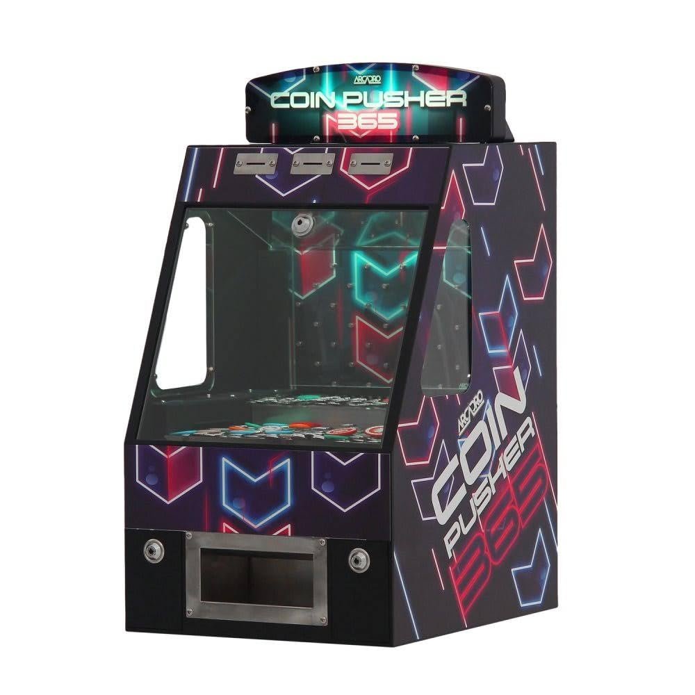 Arcadro Coin Pusher 365 Home Arcade Coin Pusher Machine for Adults | Tabletop Mini Arcade Game with 1500 Coins & 25 Tokens | Fun Entertainment (1.500coins)