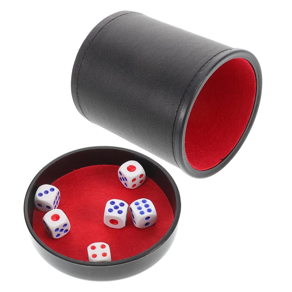 1 Set Noise Canceling Dice Shaker Set with Base Stylish PU Leather Dice Cup for Ktv and Bar Games for Enhanced Gameplay and Unique Design