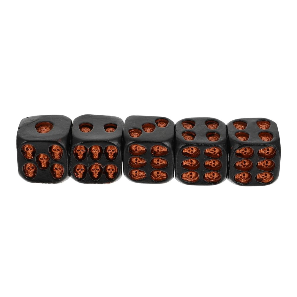 5Pcs Black Skull Dice Decorative Dice for Halloween Parties Bar Games and Events Detail Lightweight Easy to Carry